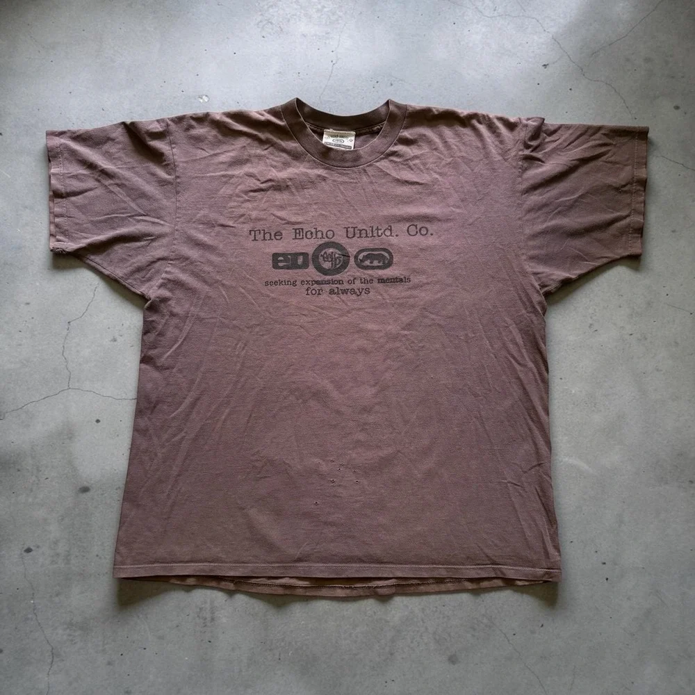 Vintage 90's Ecko Unltd Constant Elevation T-Shirt Brown XXL Made in USA Echo